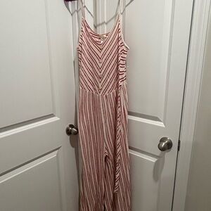 Caution To The Wind Red and White Striped jumpsuit